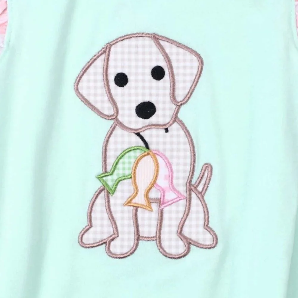 Boutique Labrador Puppy Dog Fishing Baby Girls Sleeveless Romper Jumpsuit